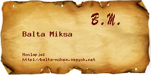 Balta Miksa névjegykártya